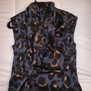 Ann Taylor, cheetah print top with accent & zipper